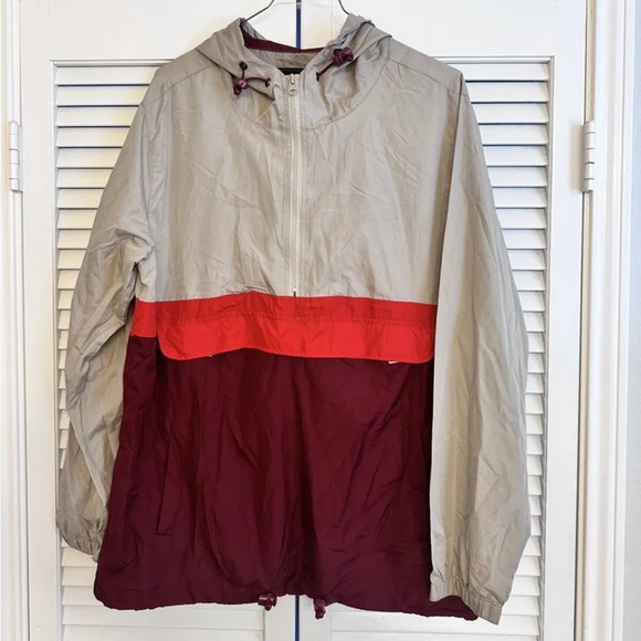 Beautiful Giant Men's Hooded Anorak Windbreaker Zip Hoodie Pullover Sz L Rain - Picture 1 of 4